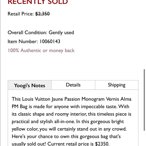 AUTHENTIC Louis Vuitton Jaune Passion Monogram Vernis Alma PM - Picture 13 of 16